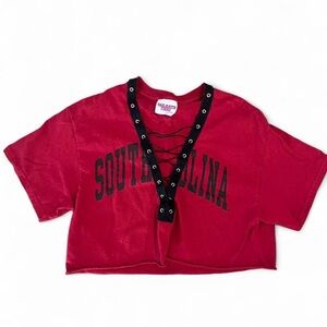 South Carolina Gamecocks Red Lace-Up Crop Top